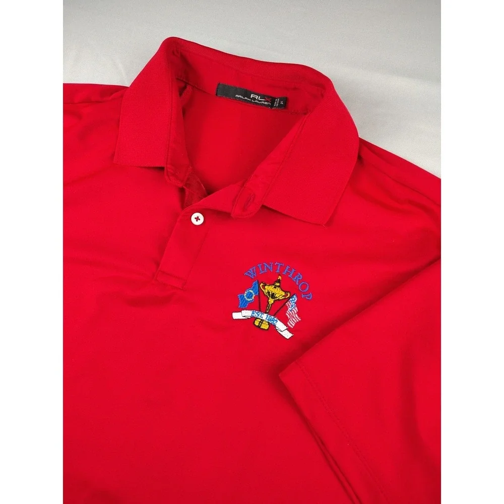 Ralph Lauren RLX Polo Shirt Mens XL Winthrop Embroidered Golf Red S/S EUC